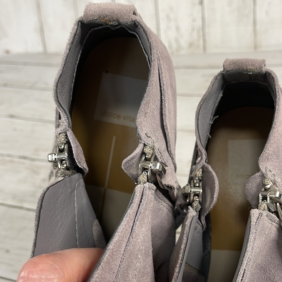 Dolce Vita Grey Suede Hidden Wedge Sneaker Booties - Picture 11 of 13